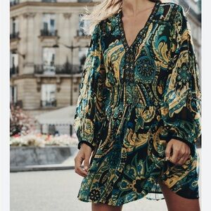 ZARA Elegant Paisley Print Dress